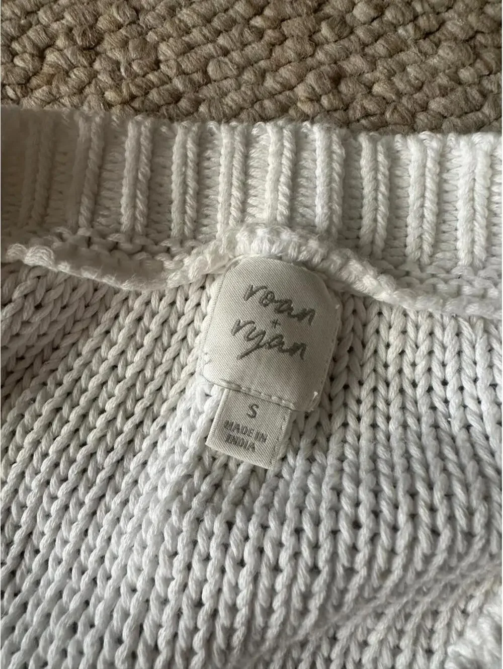 Anthropologie Roan + Ryan White cotton knit sweater top
